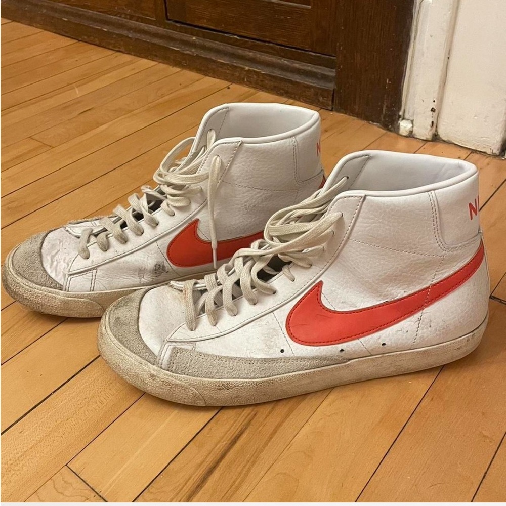 Nike White and Orange Blazers Sneakers
